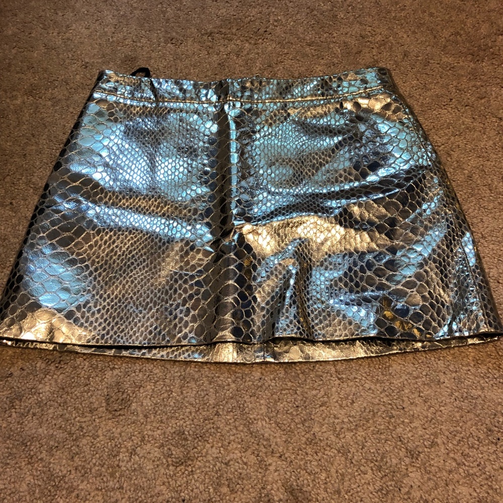 Milly Mirrored Leather Python Pencil Skirt